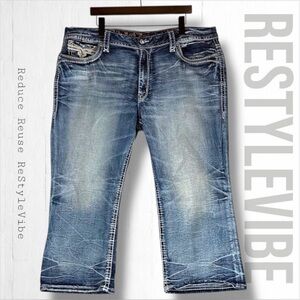 ROCK REVIVAL Women’s Size 38 Denim Jeans Easy Crop Style Fit Stretch Katydid